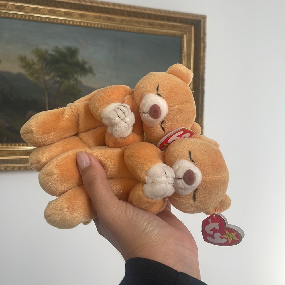 Praying bears TY tag attached